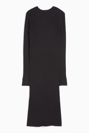 Copii - Fete - Rochie tricotată - reiată - negru