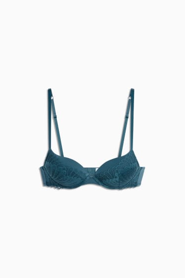 Femei - Sutien cu armătură - push-up - verde închis