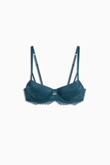 Femei - Sutien cu armătură - DEMI - vătuit - verde închis