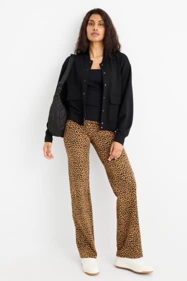 Femei - Colanți - imprimeu de leopard - maro deschis