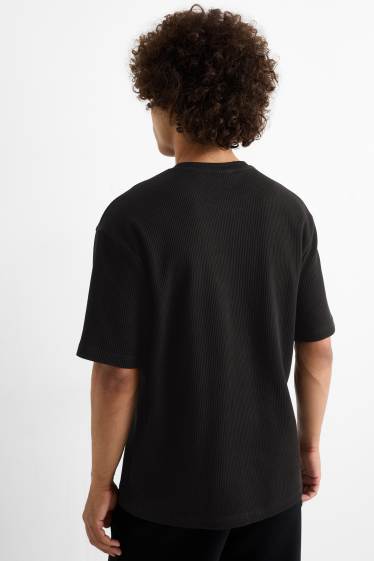 Bărbați - Tricou - relaxed fit - reiat - negru
