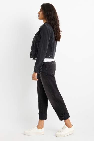 Femei - Boyfriend jeans - talie medie - LYCRA® - denim-gri închis