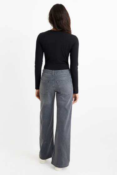Femei - Wide leg jeans - talie medie - denim-gri