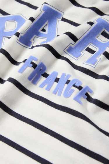 Femei - Tricou - relaxed fit - cu dungi - alb / albastru