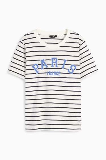 Femei - Tricou - relaxed fit - cu dungi - alb / albastru