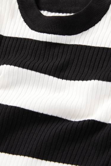 Femei - Pulover - reiat - cu dungi - negru / alb