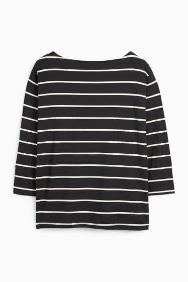 Femei - Tricou cu mânecă lungă - cu dungi - negru