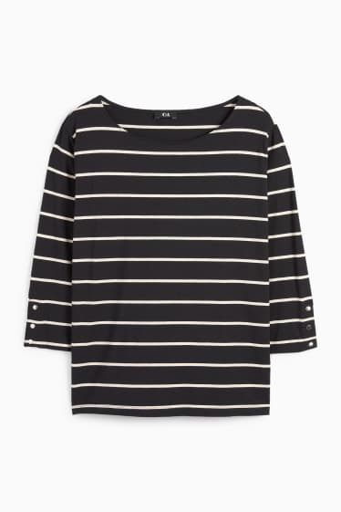 Femei - Tricou cu mânecă lungă - cu dungi - negru