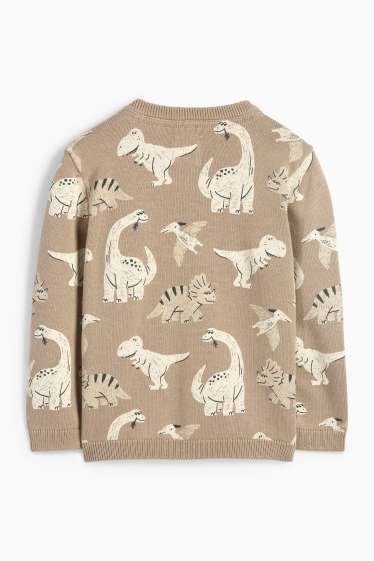 Bebeluși - băieți - Dino - pulover bebeluși - bej