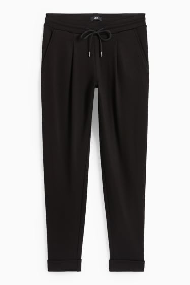 Damen - Jersey-Hose - Mid Waist - Tapered Fit - schwarz