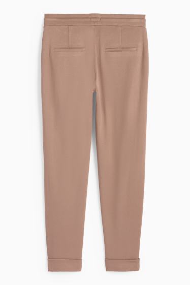 Damen - Jersey-Hose - Mid Waist - Tapered Fit - hellbraun