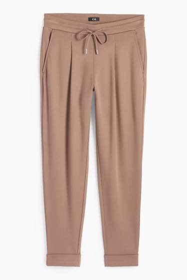 Damen - Jersey-Hose - Mid Waist - Tapered Fit - hellbraun