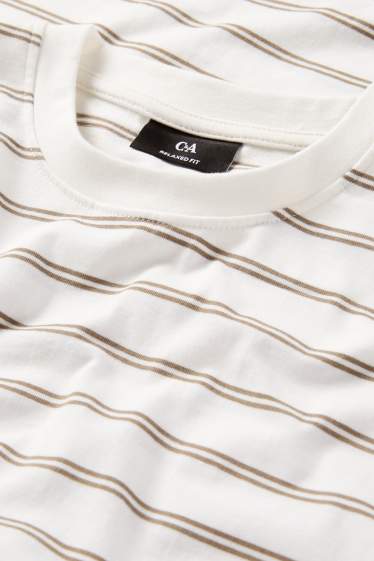 Bărbați - Tricou cu mânecă lungă - cu dungi - alb
