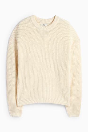 Women - Jumper - ribbed - cremewhite