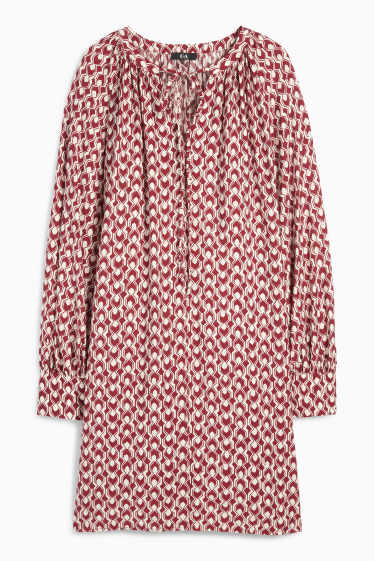 Femei - Rochie în A - cu model - roșu / alb-crem
