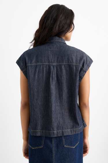 Femei - Bluză fără mâneci din denim - negru