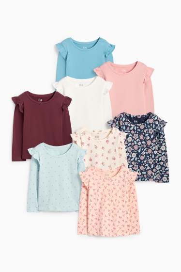 Copii - Fete - Multipack 8 buc. - floare și inimă - tricou cu mânecă lungă - roz