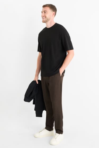 Bărbați - Chino - tapered fit - structurat - maro închis