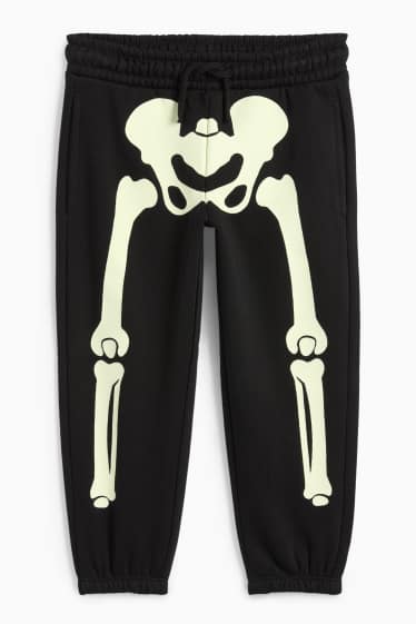 Copii - Băieți - Halloween - schelet - pantaloni de trening - glow in the dark - negru