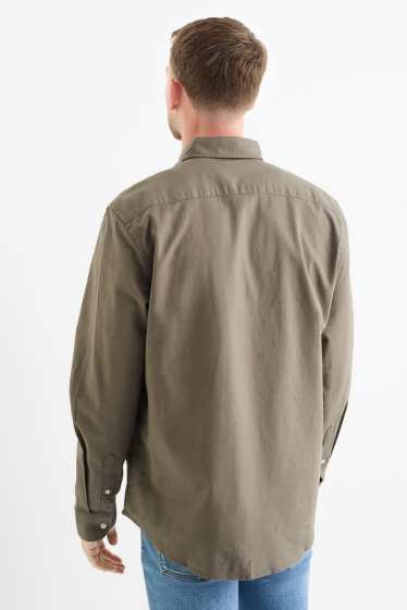 Men - Shirt - regular fit - button-down collar - green