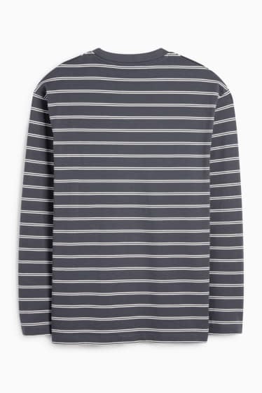 Bărbați - Tricou cu mânecă lungă - cu dungi - gri