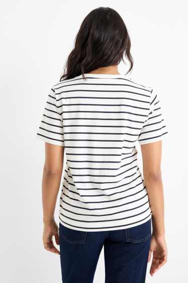 Femei - Tricou - relaxed fit - cu dungi - alb / albastru