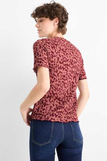 Femei - Tricou - regular fit - imprimeu de leopard - vișiniu