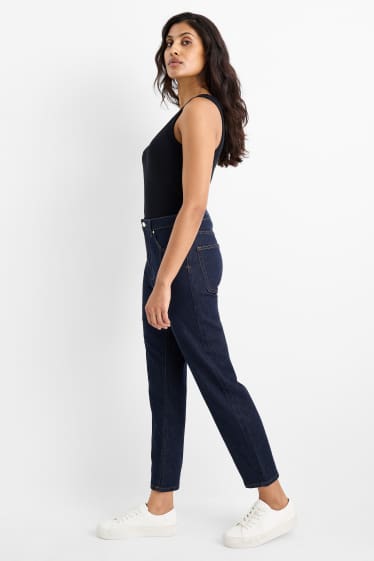 Femei - Mom jeans - talie înaltă - LYCRA® - denim-albastru închis