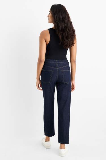 Femei - Mom jeans - talie înaltă - LYCRA® - denim-albastru închis