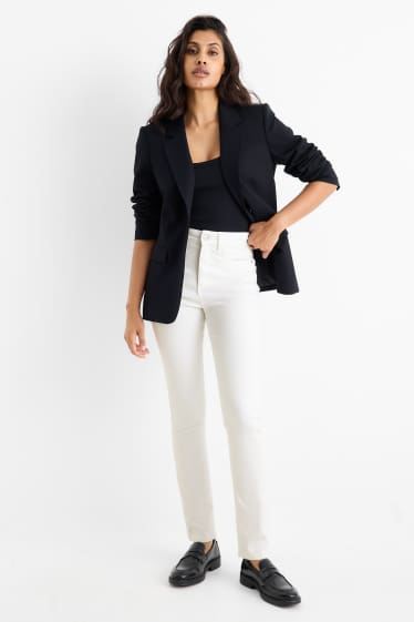 Women - Cloth trousers - high waist - slim fit - white