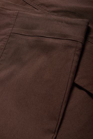 Dona - Pantalons de tela - high waist - straight fit - LYCRA® - marró fosc