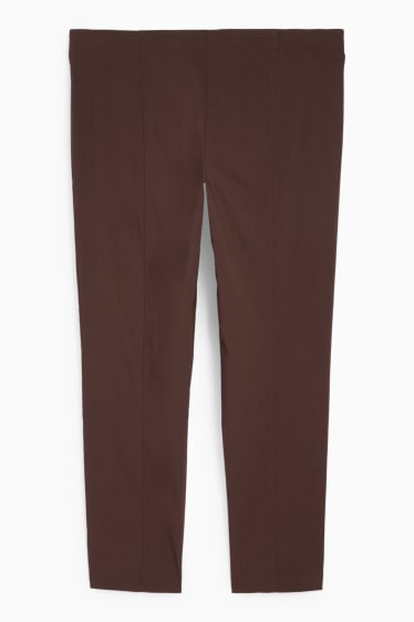 Dona - Pantalons de tela - high waist - straight fit - LYCRA® - marró fosc