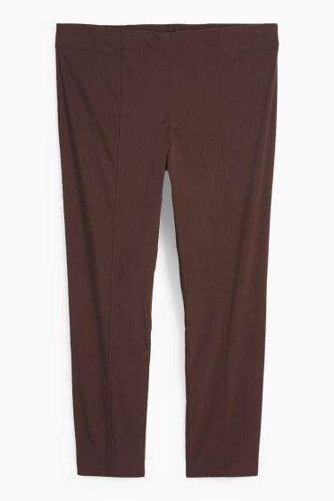 Dona - Pantalons de tela - high waist - straight fit - LYCRA® - marró fosc