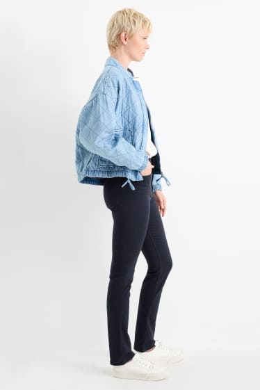 Femei - Pantaloni de stofă - talie înaltă - slim fit - albastru închis