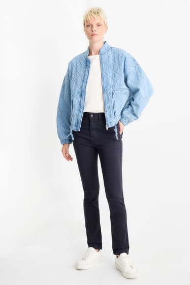 Femei - Pantaloni de stofă - talie înaltă - slim fit - albastru închis