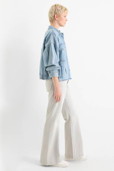 Femei - Loose flared jeans - talie medie - denim-gri deschis