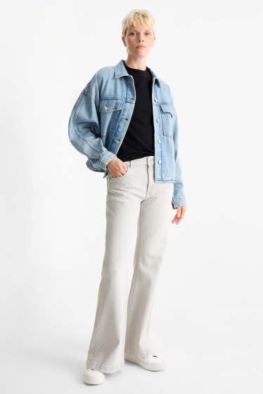Femei - Loose flared jeans - talie medie - denim-gri deschis