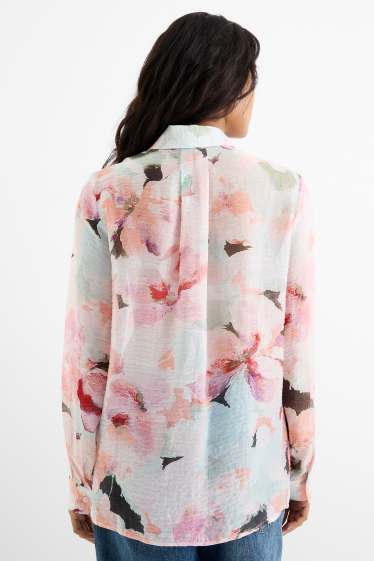 Women - Shirt blouse - floral - white / rose