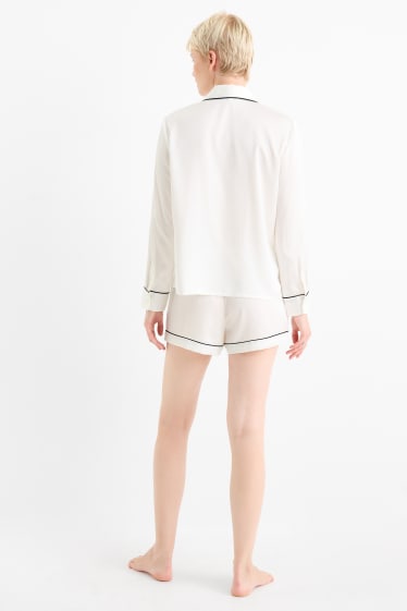 Femei - Pijama din satin - alb-crem