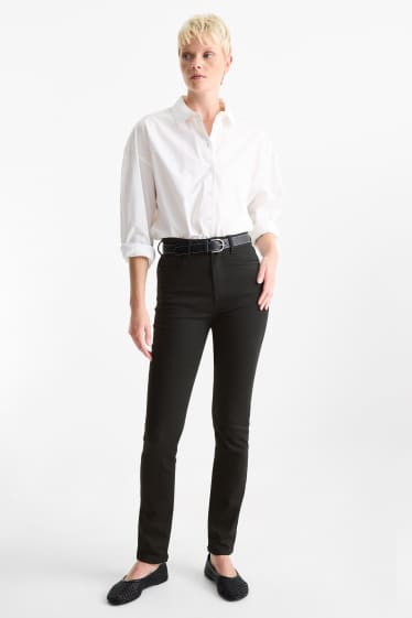 Femei - Pantaloni de stofă - talie înaltă - slim fit - negru