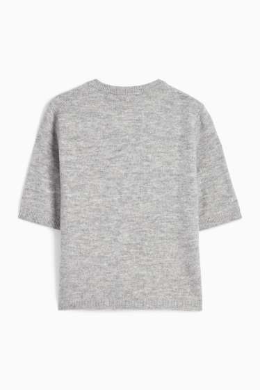 Femei - Cardigan tricotat - gri melanj