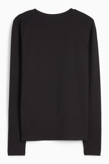 Femei - Tricou cu mânecă lungă - slim fit - negru