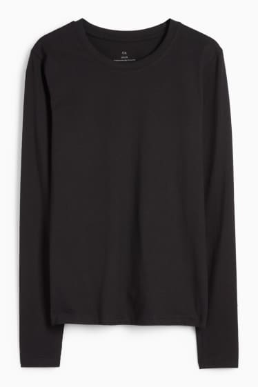 Femei - Tricou cu mânecă lungă - slim fit - negru