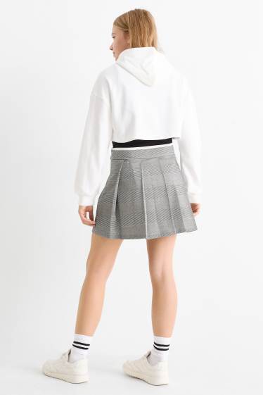 Children Girls - Skirt - check - white / black