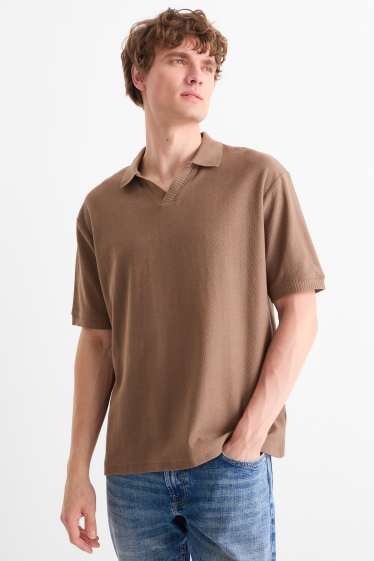 Bărbați - Tricou polo tricotat - regular fit - maro