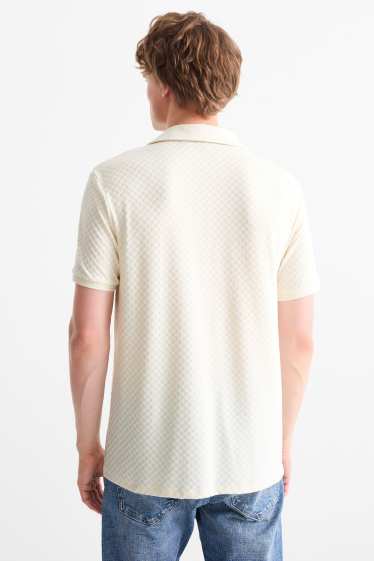 Bărbați - Tricou polo - regular fit - structurat - alb-crem