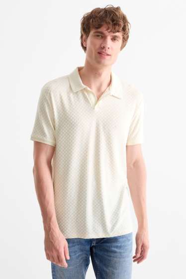 Bărbați - Tricou polo - regular fit - structurat - alb-crem