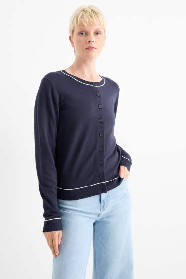 Femei - Cardigan tricotat - albastru închis