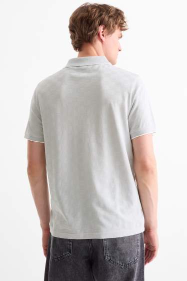 Bărbați - Tricou polo - regular fit - în carouri - gri deschis