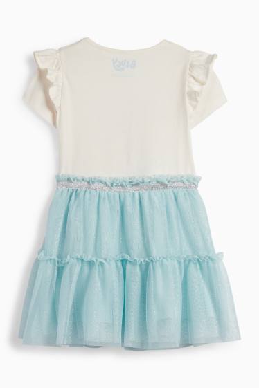 Copii - Fete - Bluey - rochie - aspect lucios - alb-crem